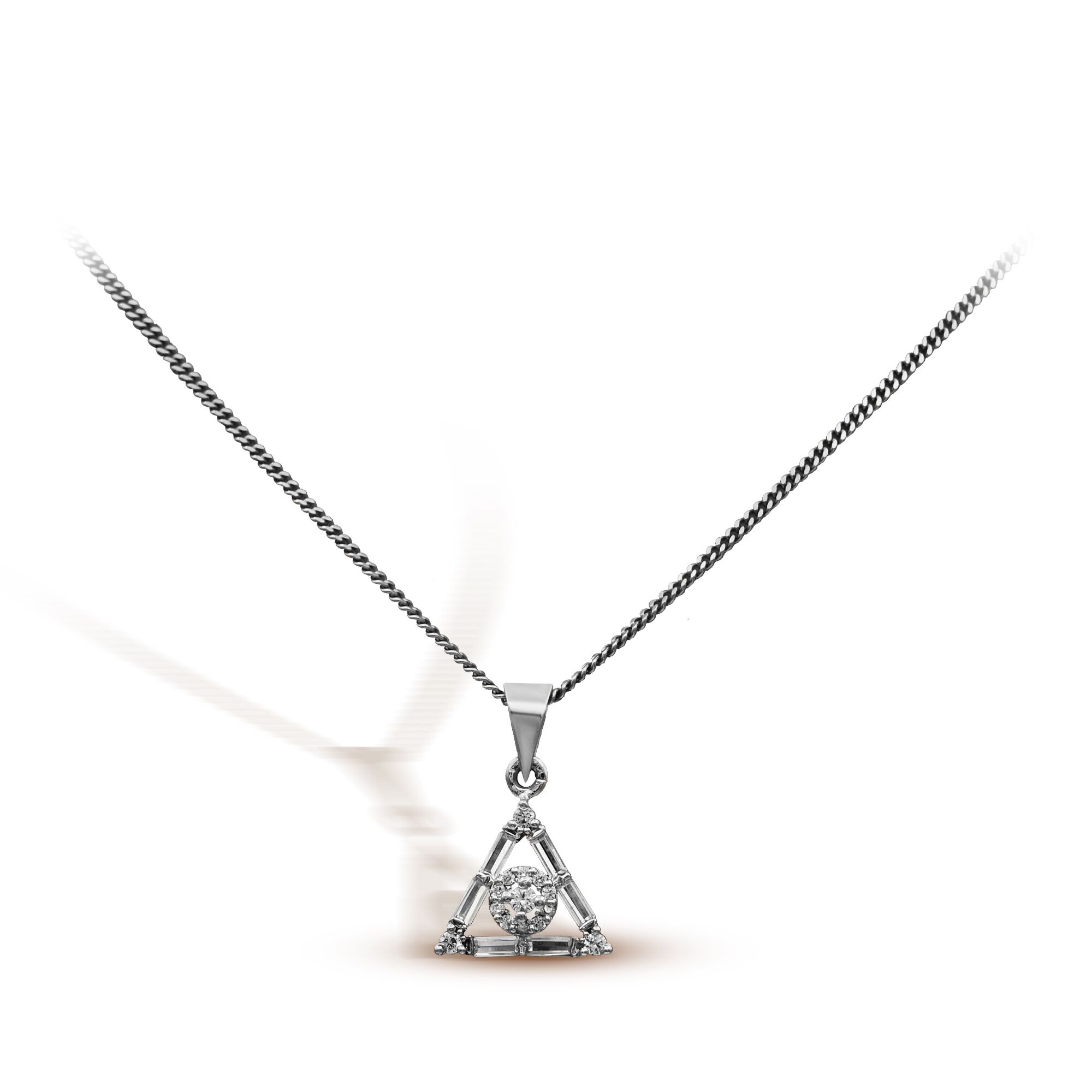 Dazzling Zircon Pendant in 925 Sterling Silver with Rhodium Plating