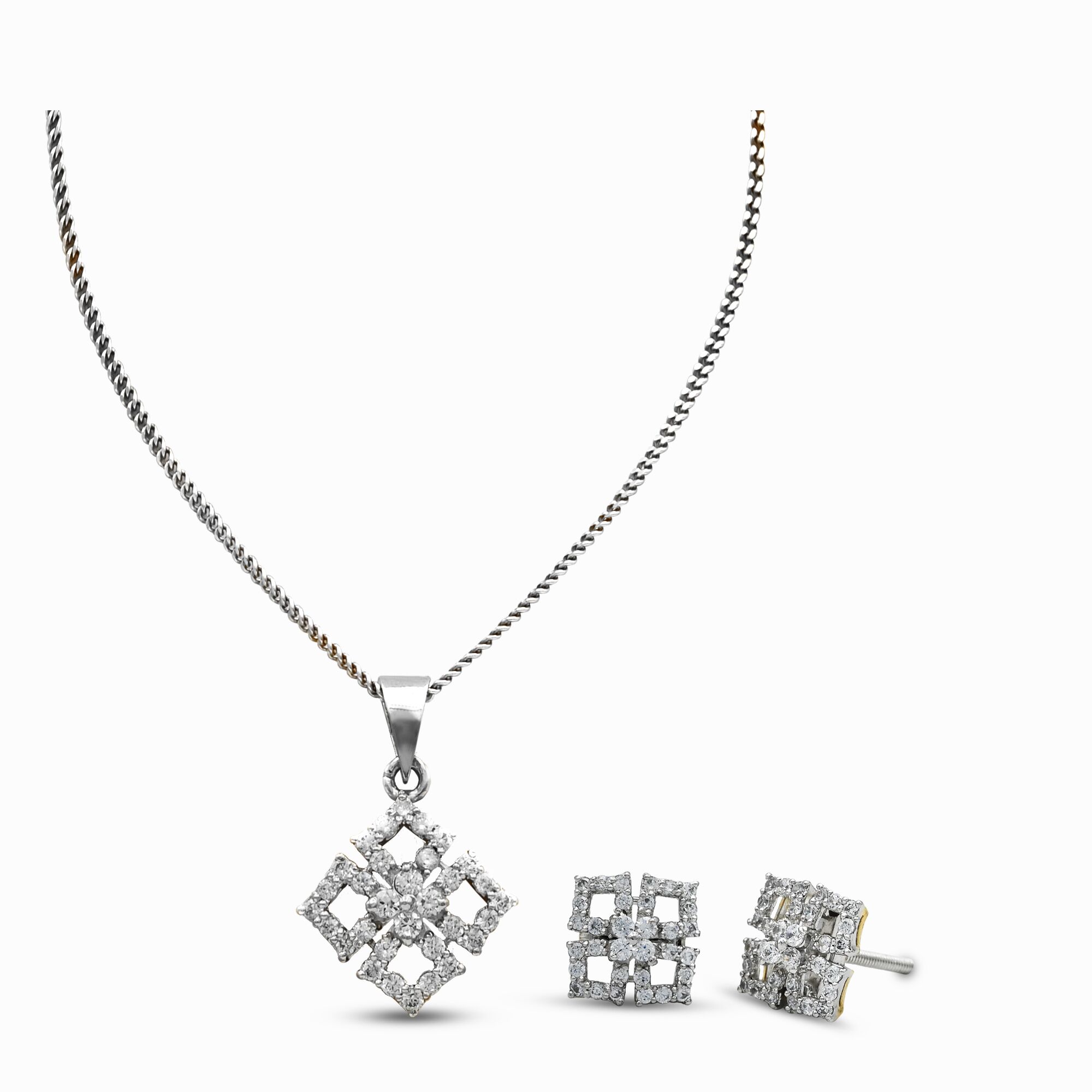 Dazzling pendant set with zircons in 925 Silver with Rhodium plating